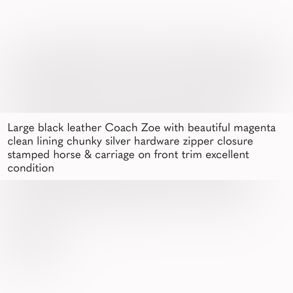 Coach - EUC Zoe Black Leather Hobo Shoulder Bag - Magenta interior ‘09 - F12669 - Picture 9 of 9